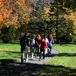 Geocaching led by Cara Maney amidst Fall Foliage